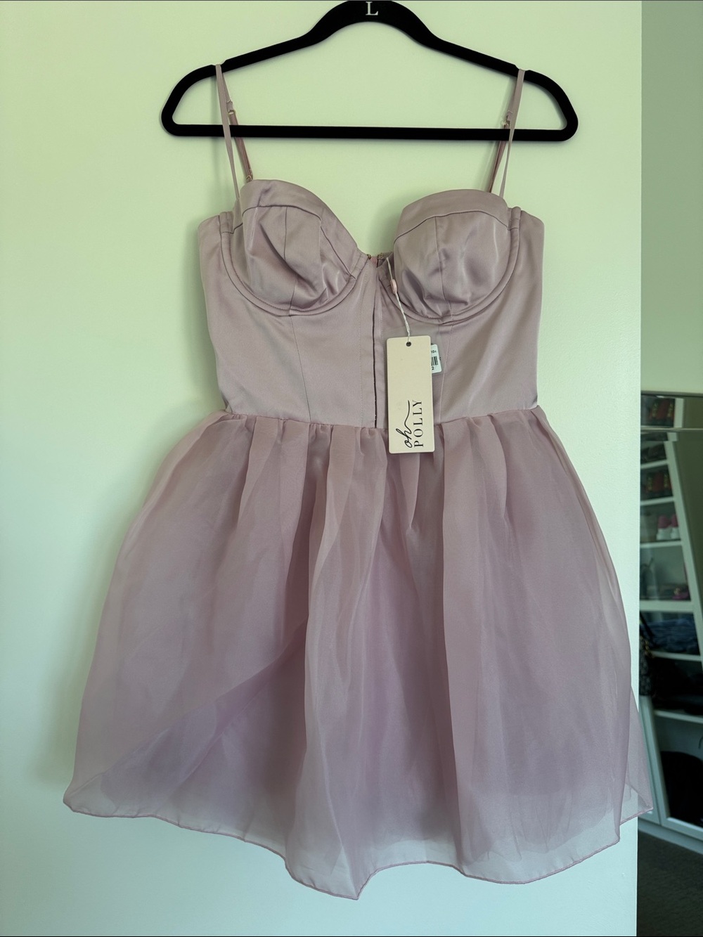 Oh Polly Dusty Pink Organza Bustier Mini Dress